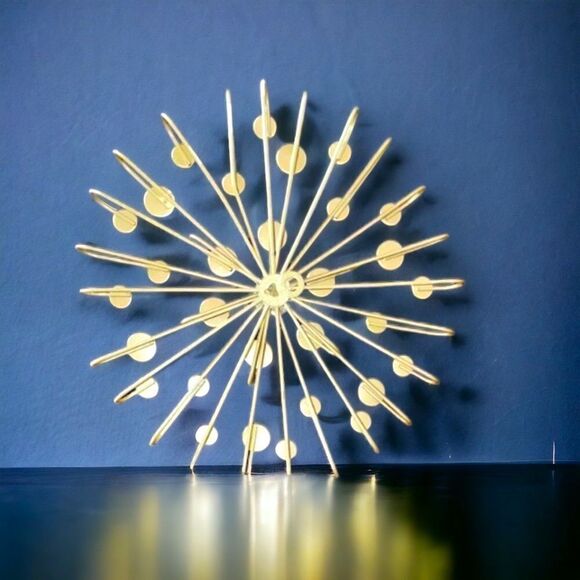 Starburst Wall Art Set l 2 10” Round l Gold Metal l Wall hanging l Home Decor - Picture 4 of 8